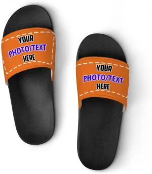 Personalized Slippers Sandals Custom House Sandals with Photo Name Date Design, Customized Slip-On Flip Flops Casual Slides for Women Men, Quick Drying Shower Shoes for Couples Weddings Anniversary
