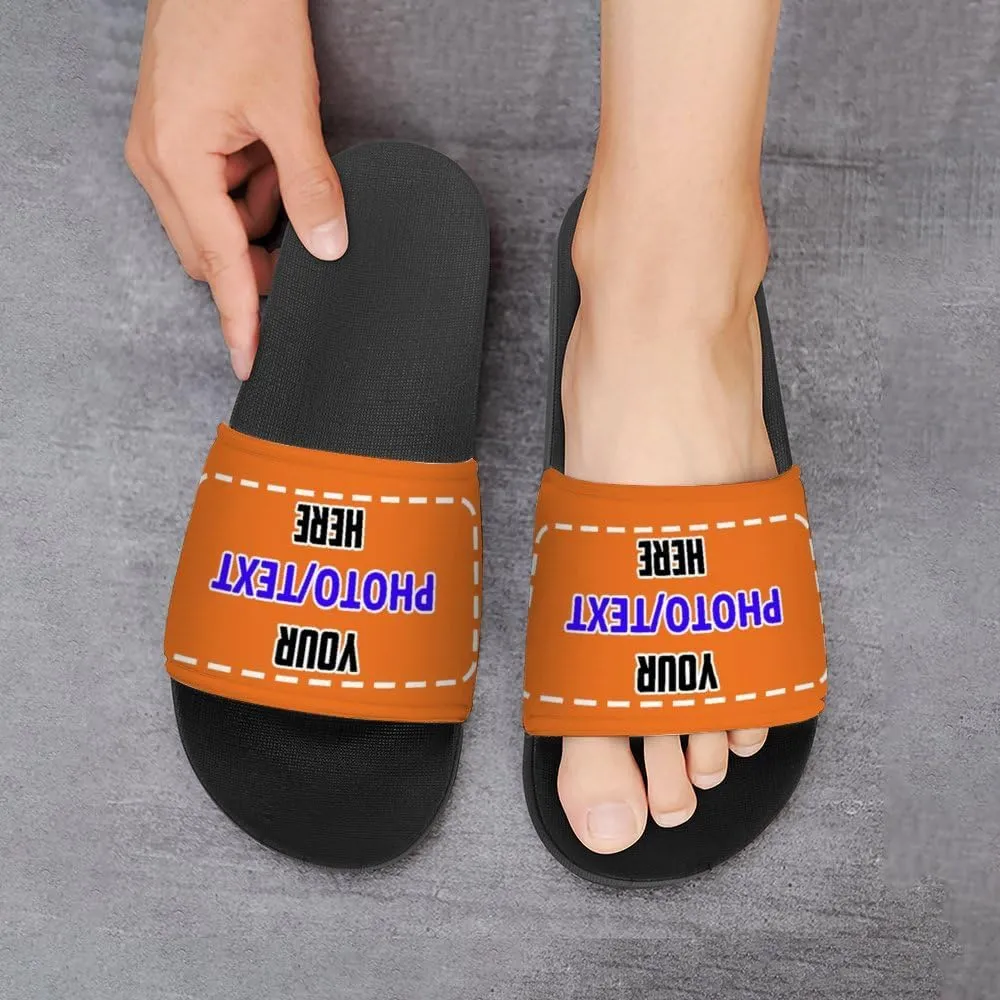 Personalized Slippers Sandals Custom House Sandals with Photo Name Date Design, Customized Slip-On Flip Flops Casual Slides for Women Men, Quick Drying Shower Shoes for Couples Weddings Anniversary