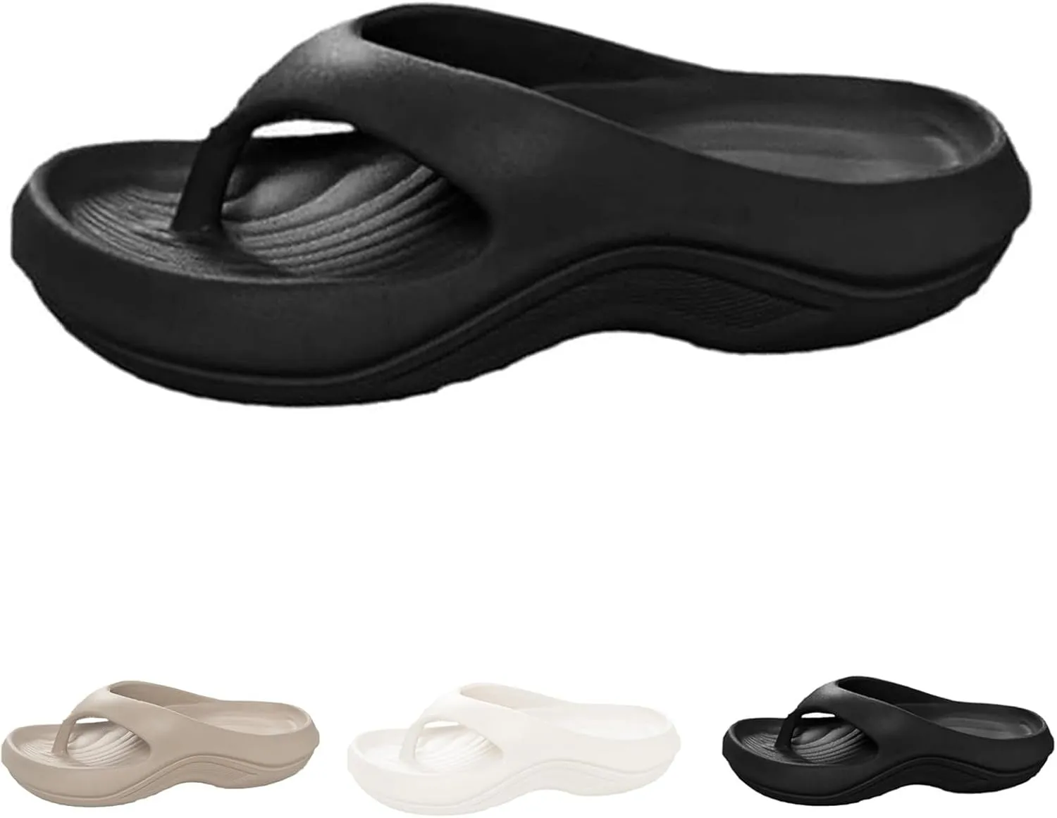 Pillow Arch Support Flip Flops Slides for Women Plantar Fasciitis Cloud Orthopedic Sandals Slippers Lightweight Cushioning Shock-Absorbing