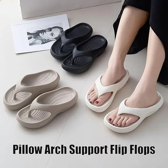 Pillow Arch Support Flip Flops Women, Pillow Slides, Lightweight Orthopedic Sandals, Cushioning, Shock-Absorbing