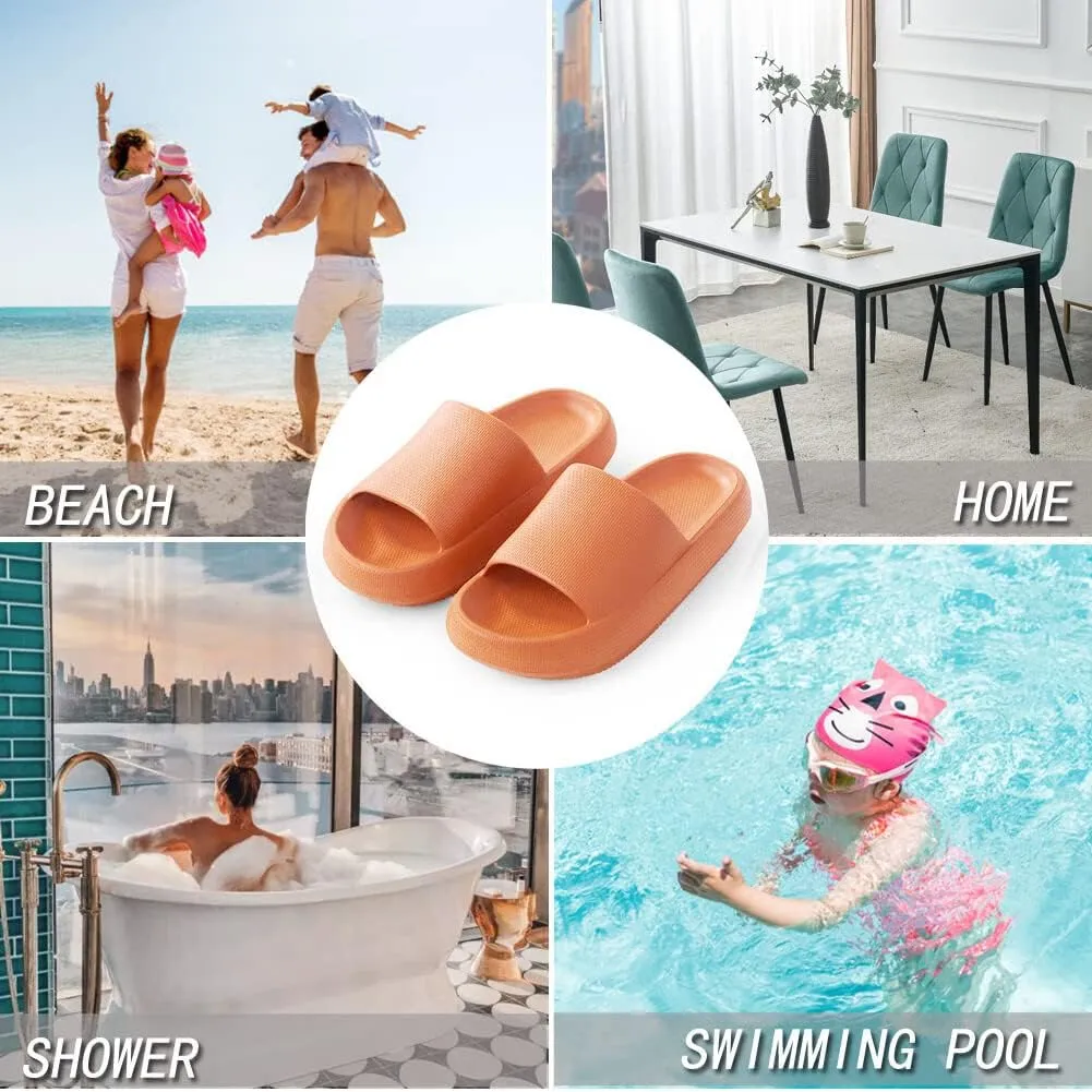Pillow Slippers for Girls Boys, Kids House Slides Sandals Shower Bathroom Non-Slip Open Toe Quick Drying Soft Comfy Thick Sole Cushion Platform Shoes