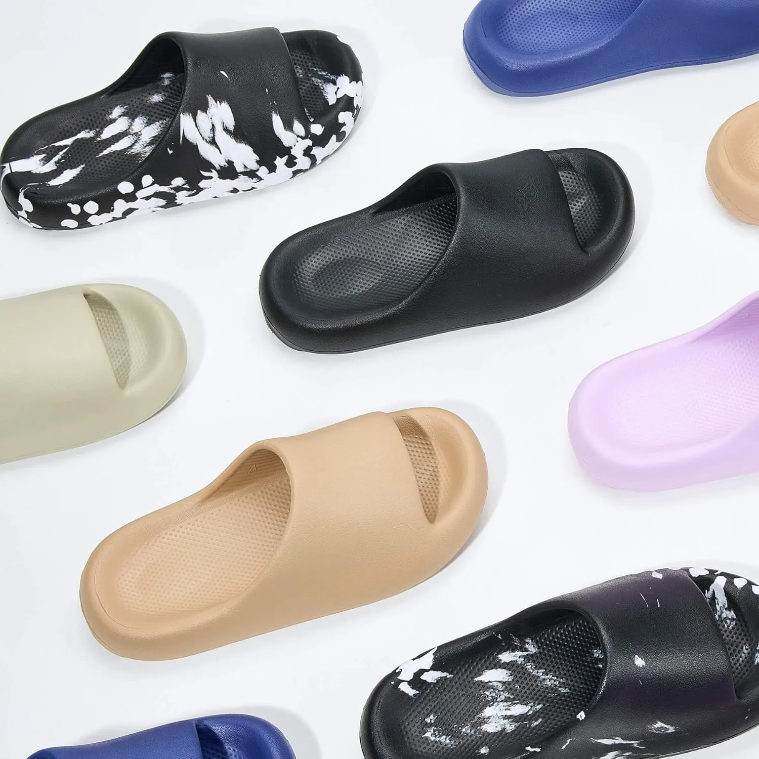 Pillow Slippers for Women and Men, Cloud Slides Shower Sandals House Shoes, Comfy and Cushioned Thick Sole