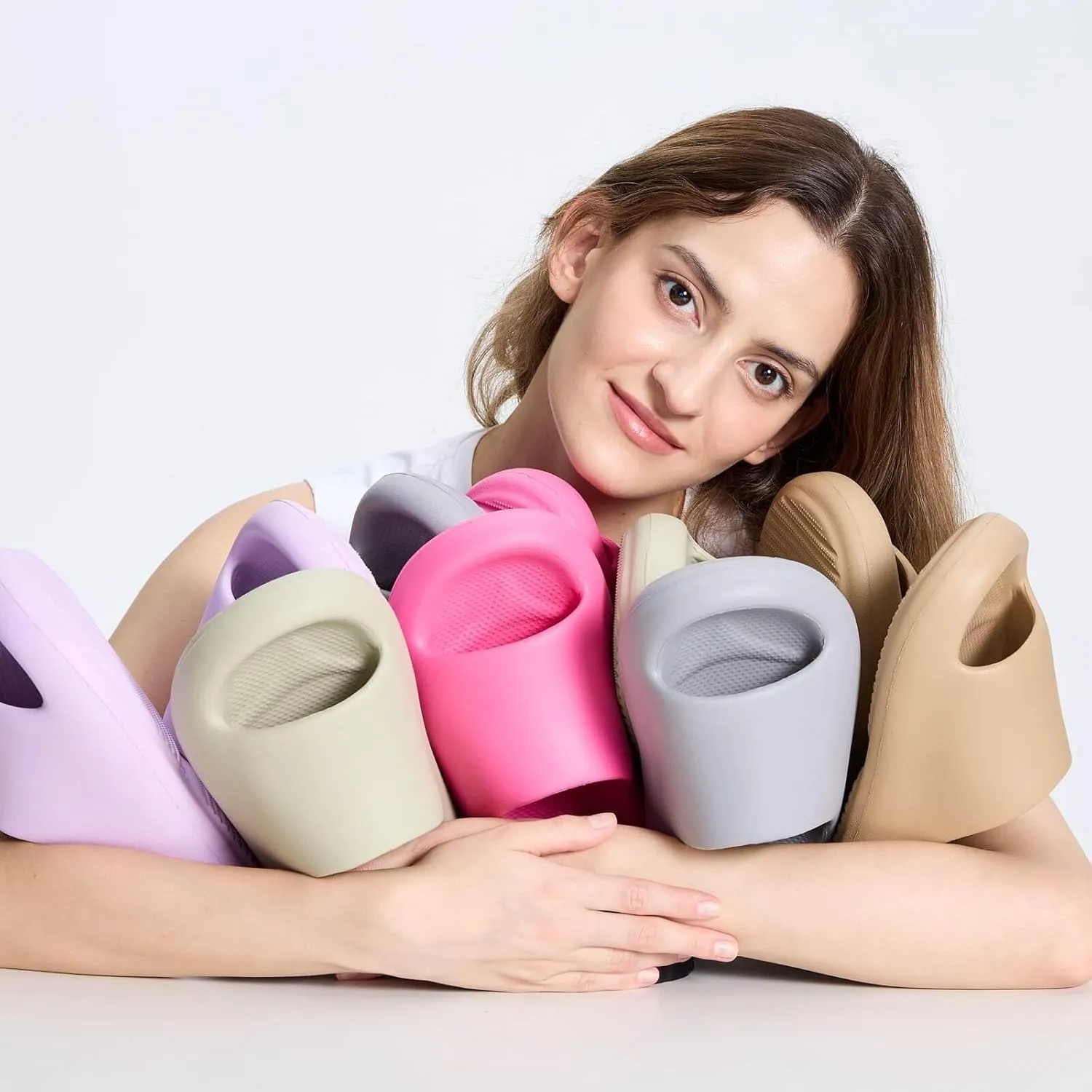 Pillow Slippers for Women and Men, Cloud Slides Shower Sandals House Shoes, Comfy and Cushioned Thick Sole