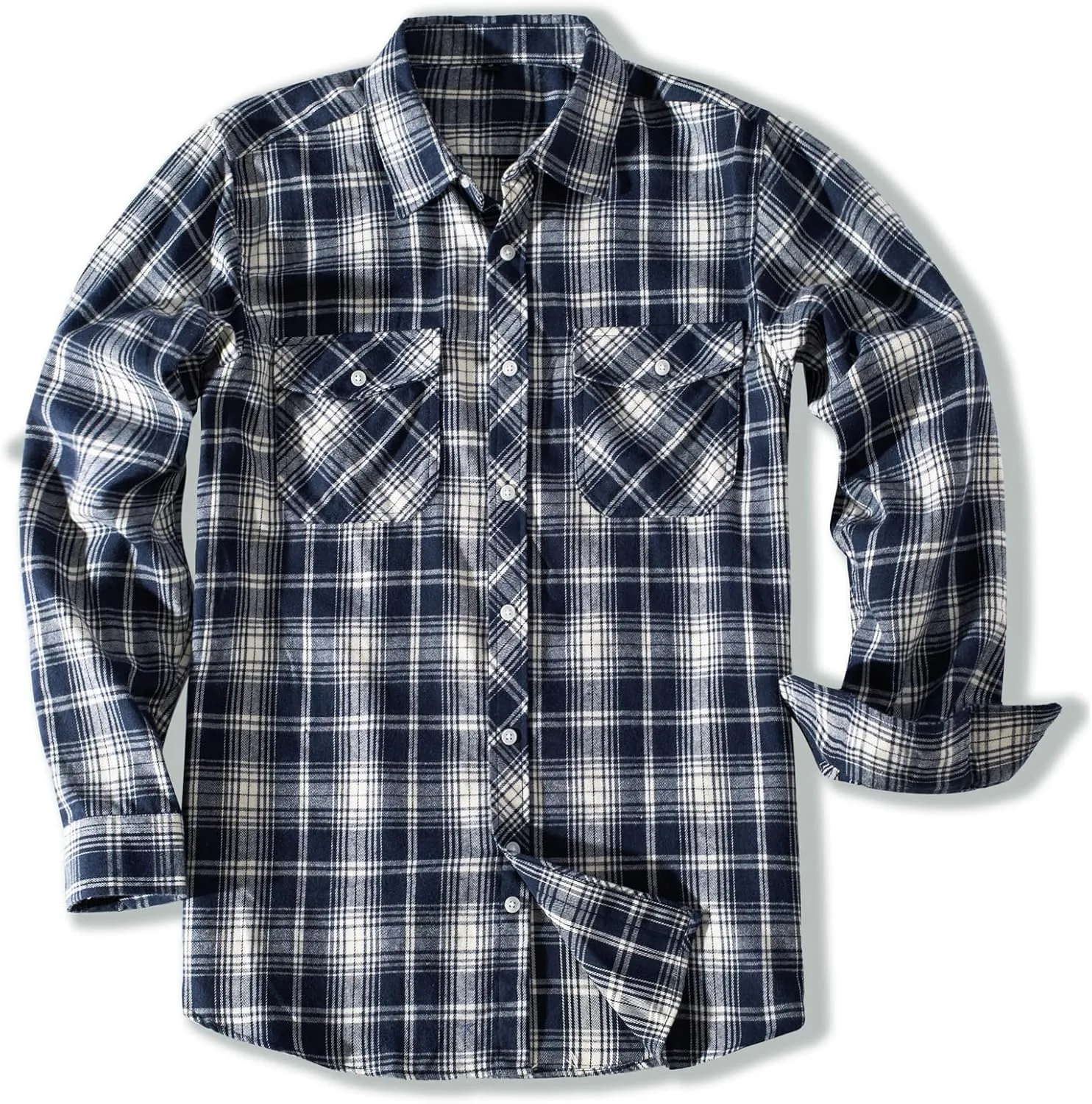PJ PAUL JONES Mens Flannel Plaid Shirt Casual Long Sleeve Button Down Shirts with Pockets