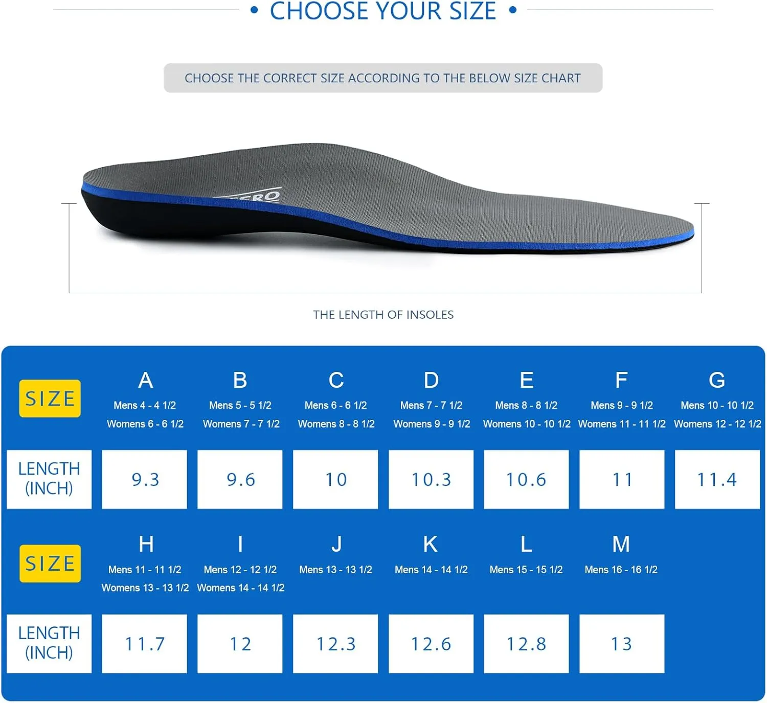 Plantar Fasciitis Feet Insoles Arch Supports Orthotics Inserts Relieve Flat Feet, High Arch (Mens 13-13 1/2)