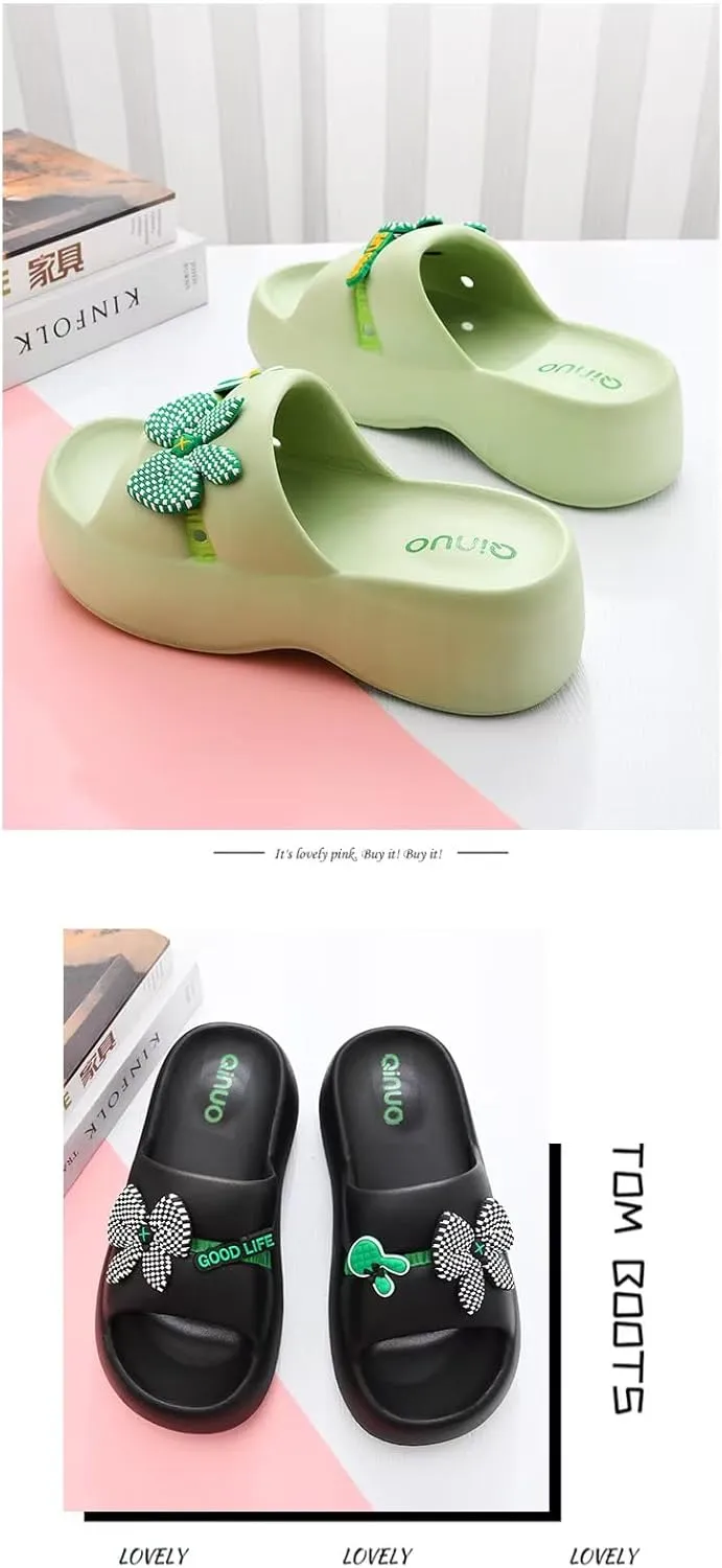 Platform Sandals for Women Trendy Bow Tie Pillow Slipper House Non Slip Recovery Sandals Shower Slipper Soft Summer Beach Shoes
