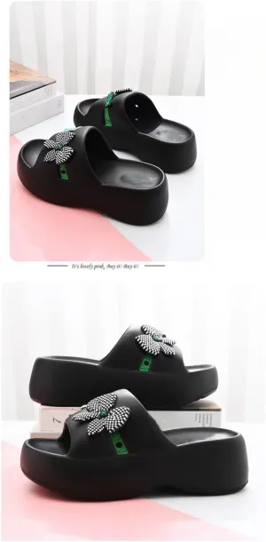 Platform Sandals for Women Trendy Bow Tie Pillow Slipper House Non Slip Recovery Sandals Shower Slipper Soft Summer Beach Shoes
