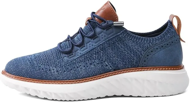 Plus Big Size Men's Knit Mesh Sneakers,Comfort Casual Shoes,Platform Sole,Breathable,Blue,Khaki
