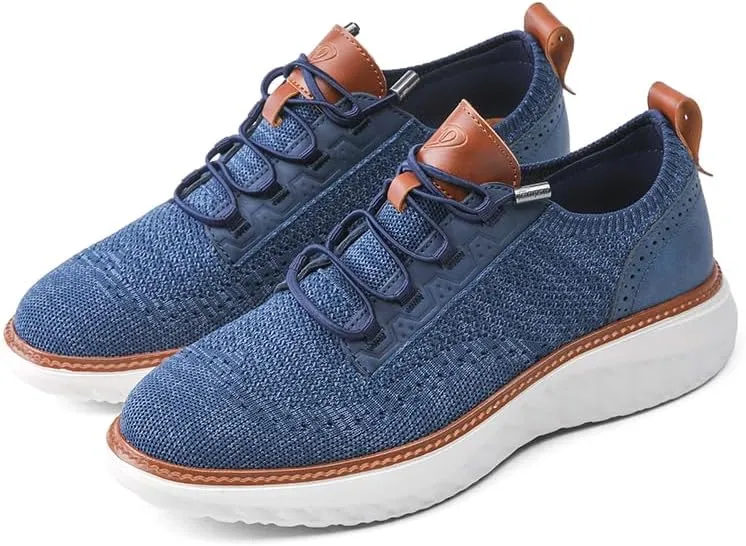 Plus Big Size Men's Knit Mesh Sneakers,Comfort Casual Shoes,Platform Sole,Breathable,Blue,Khaki