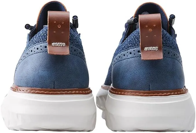 Plus Big Size Men's Knit Mesh Sneakers,Comfort Casual Shoes,Platform Sole,Breathable,Blue,Khaki