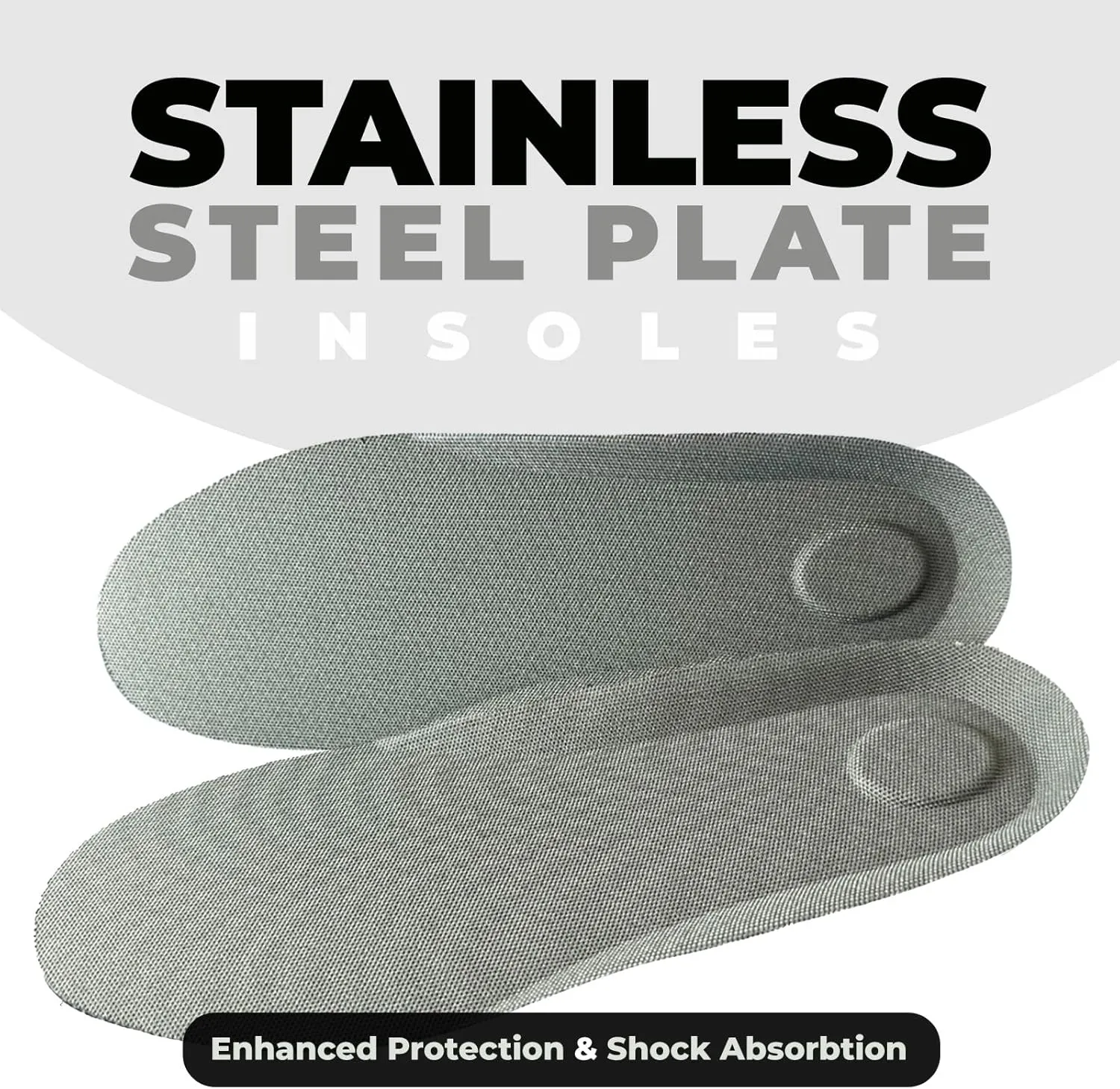 Puncture Resistant Stainless Steel Insole with Shock-Absorbing Cushion Suitable for Work Boots and Safety Shoes (Size XL: 10.6–11.0 inches)
