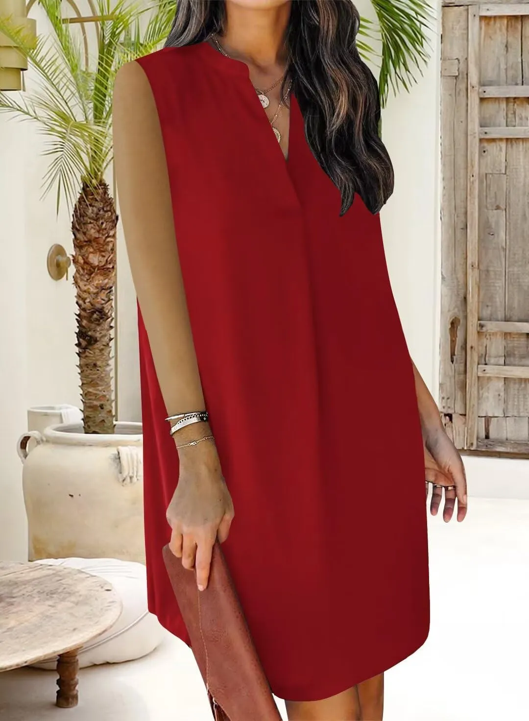 QACOHU 2025 Summer Dresses for Women Sleeveless Beach Floral Tshirt Sundress Casual Tank Dress S-2XL