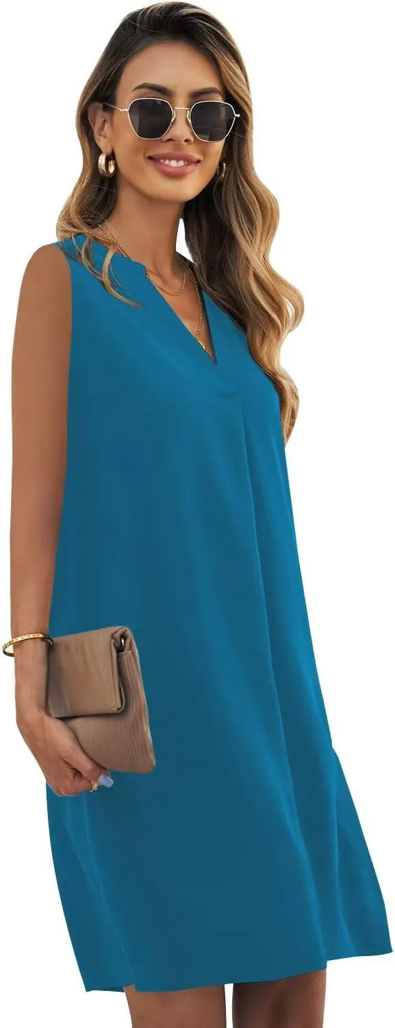 QACOHU 2025 Summer Dresses for Women Sleeveless Beach Floral Tshirt Sundress Casual Tank Dress S-2XL