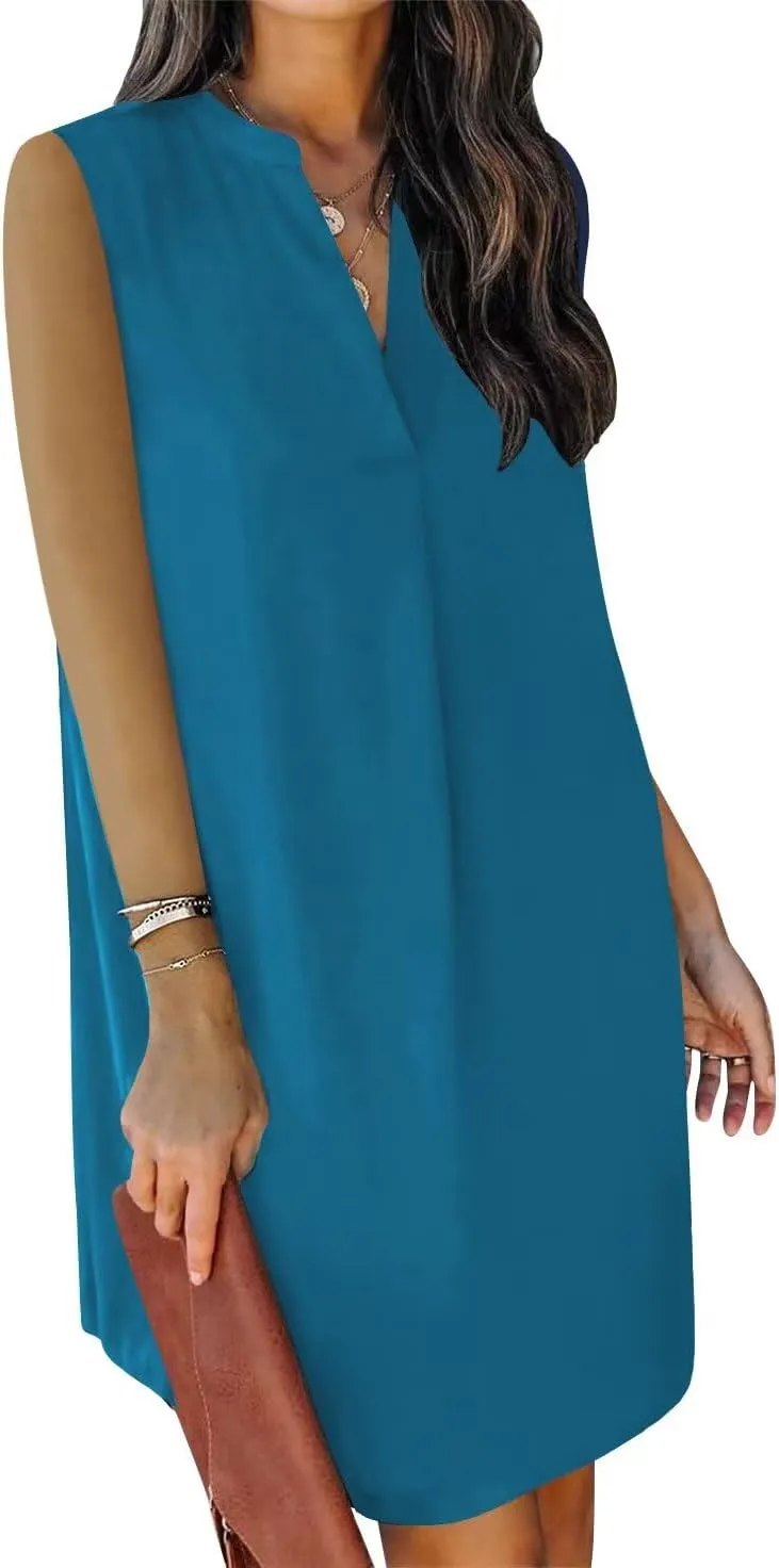 QACOHU 2025 Summer Dresses for Women Sleeveless Beach Floral Tshirt Sundress Casual Tank Dress S-2XL