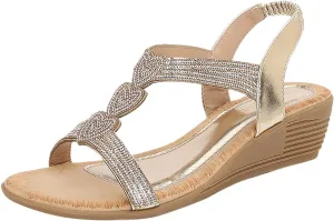 Rhinestone Sandals for Women Sparkly Sandals Shoes For Women Casual Go Dating Hiking Sandal Heeled Wedge Sandal Black