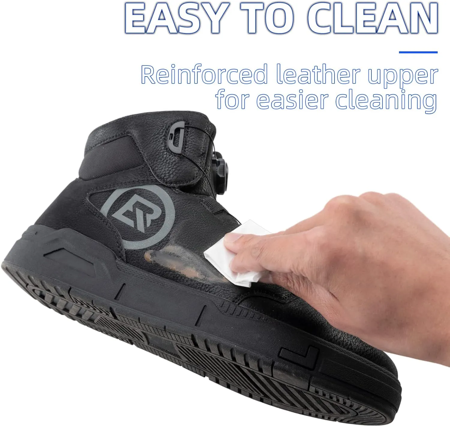 ROCKBROS Motorcycle Shoes for Men Reinforced Leather Motorcycle Riding Shoes Anti-Slip Breathable Motorcycle Riding Boots Motorcycle Protective Footwear