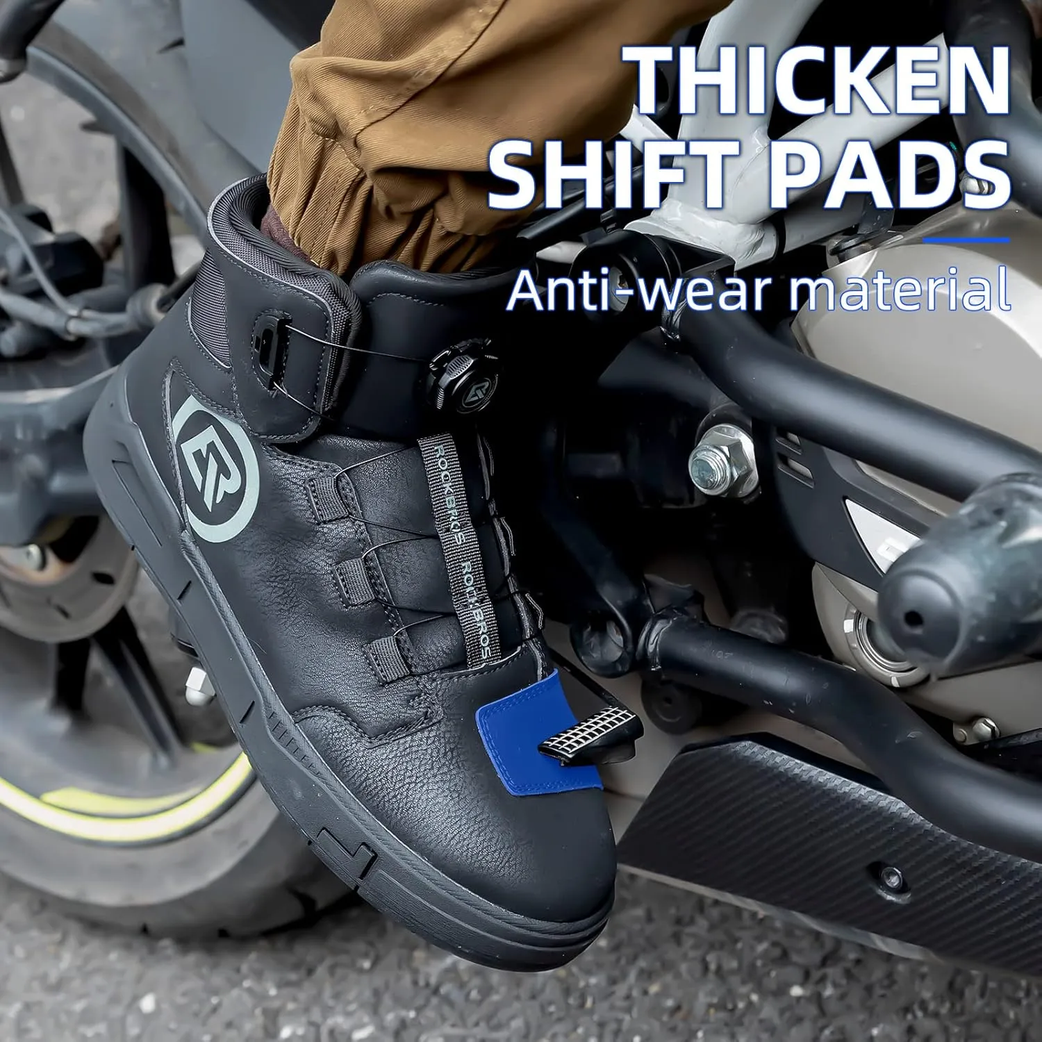 ROCKBROS Motorcycle Shoes for Men Reinforced Leather Motorcycle Riding Shoes Anti-Slip Breathable Motorcycle Riding Boots Motorcycle Protective Footwear