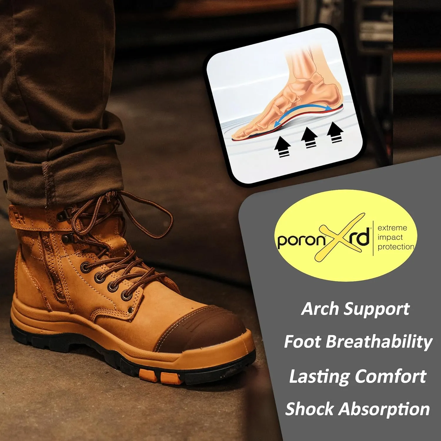 ROCKROOSTER Madison 6" Steel Toe Work Boots for Men with YKK Side Zipper Toe Cap Non-Slip Rubber Outsole, Comfortable Side Zip Lightweight Breathable Leather Shoes, Metal, ASTM F2413-18 M/I/C EH AK052
