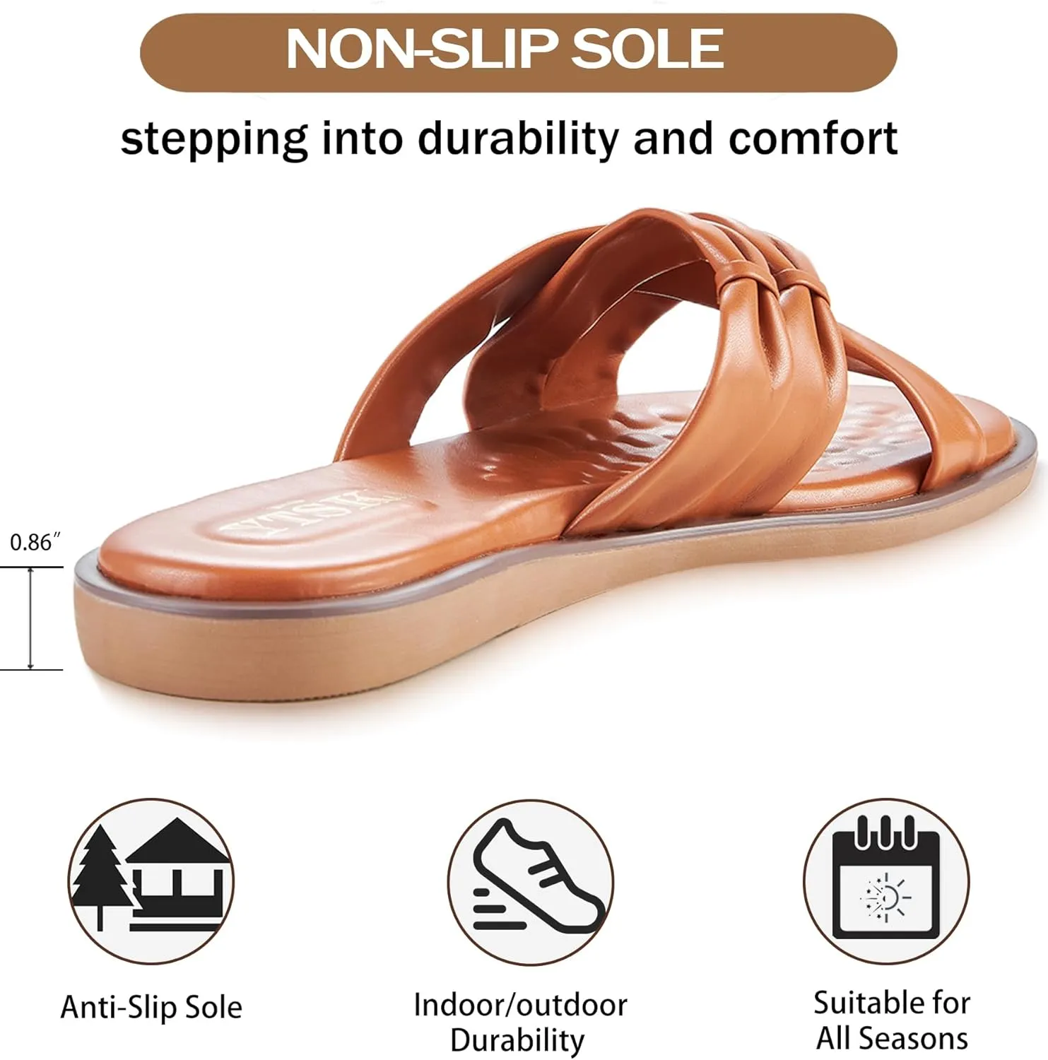 Sandals for Women 2025 Summer Beach Fashion Leather Slides X-shaped Double Straps Cute Casual Flats Dressy Comfortable Sandals