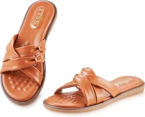 Sandals for Women 2025 Summer Beach Fashion Leather Slides X-shaped Double Straps Cute Casual Flats Dressy Comfortable Sandals