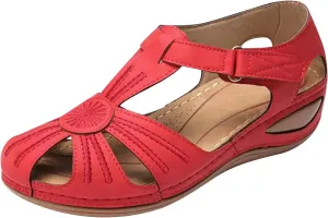 Sandals Women Dressy Summer Closed Toe Wedge Platform Sandals Vintage Casual Hollow Out Orthopedic Shoes Comfy Bohemia Gladiator Ladies Shoes