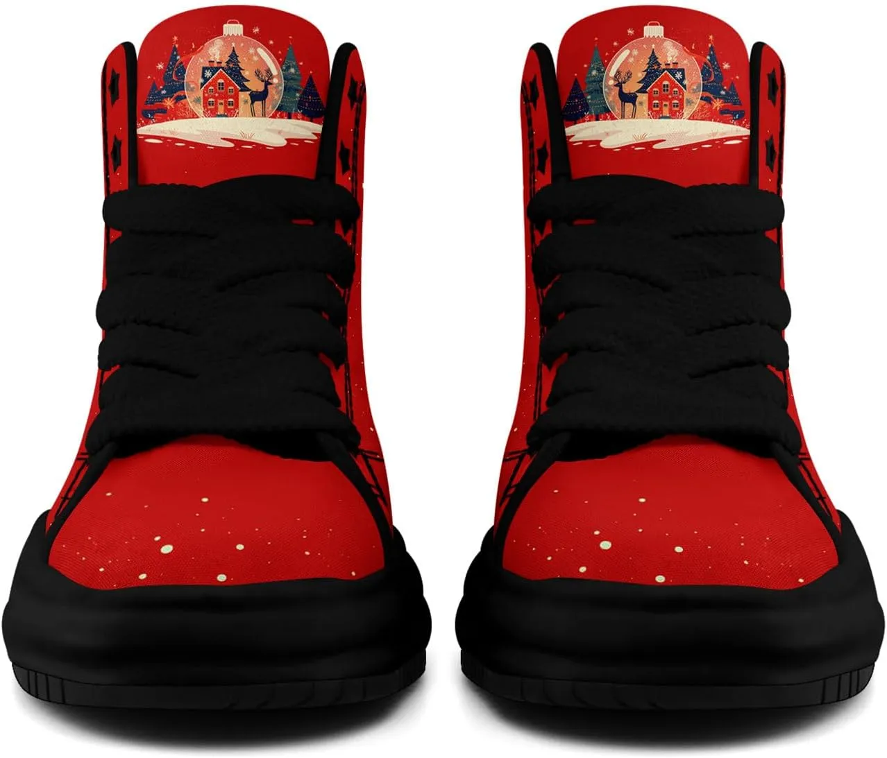 Santa-Themed High-Top Sneakers, Festive Footwear, Comfortable Lightweight Shoes for Men Women, Christmas Day