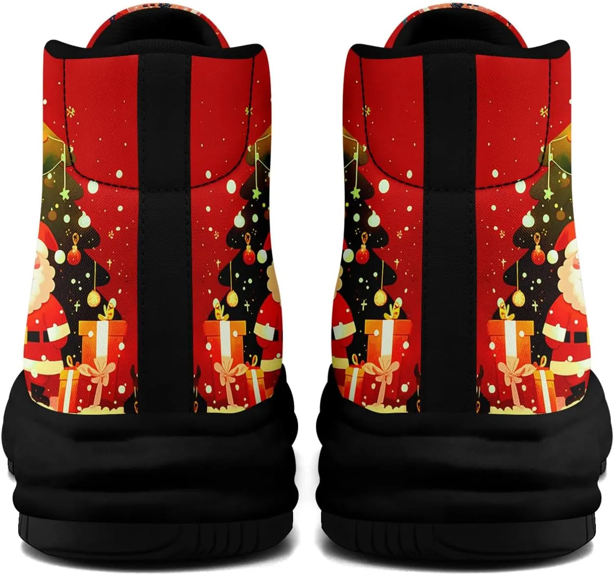 Santa-Themed High-Top Sneakers, Festive Footwear, Comfortable Lightweight Shoes for Men Women, Christmas Day