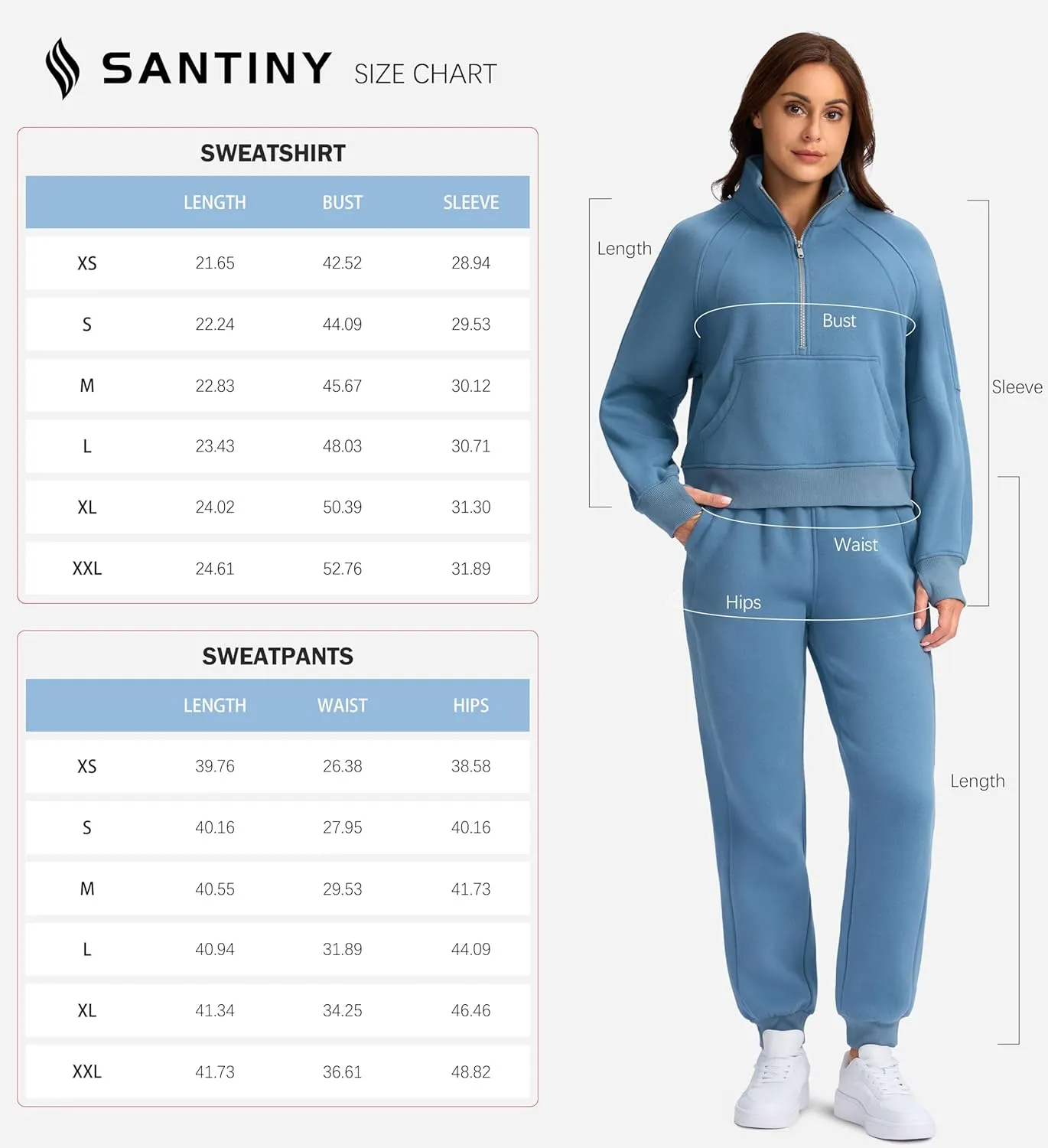 SANTINY Womens Sweatsuits 2 Piece Set Fleece Half Zip Sweatshirt Joggers Set Winter Warm Matching Sets Travel Lounge Set