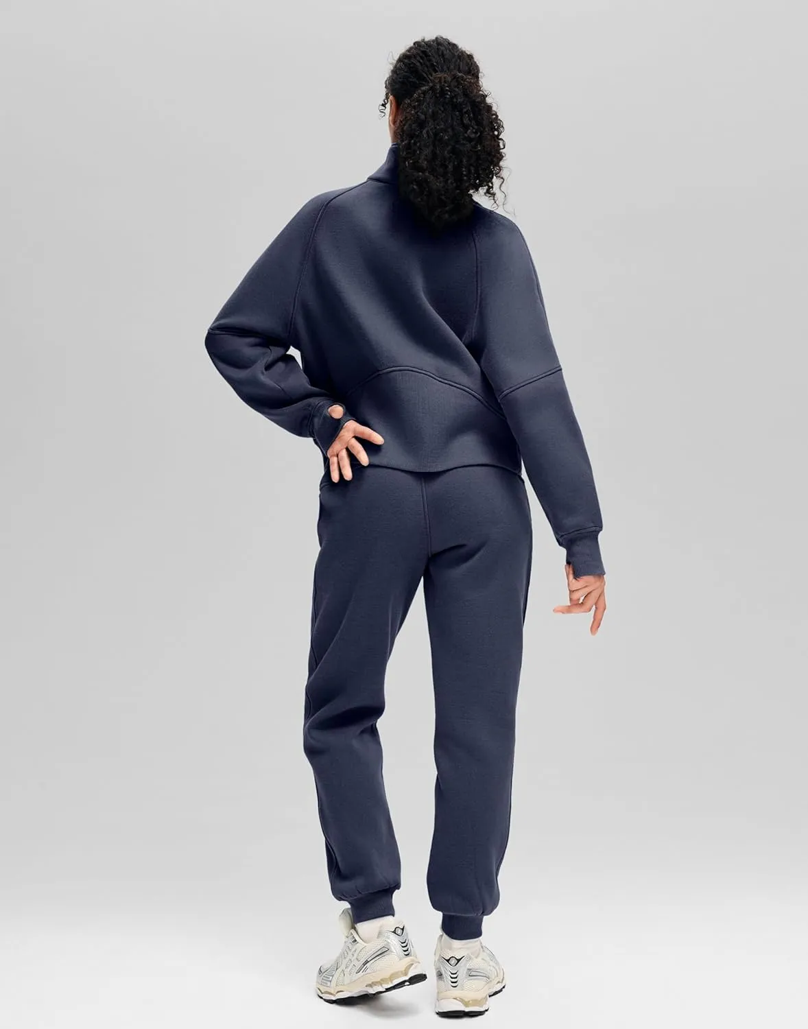 SANTINY Womens Sweatsuits 2 Piece Set Fleece Half Zip Sweatshirt Joggers Set Winter Warm Matching Sets Travel Lounge Set