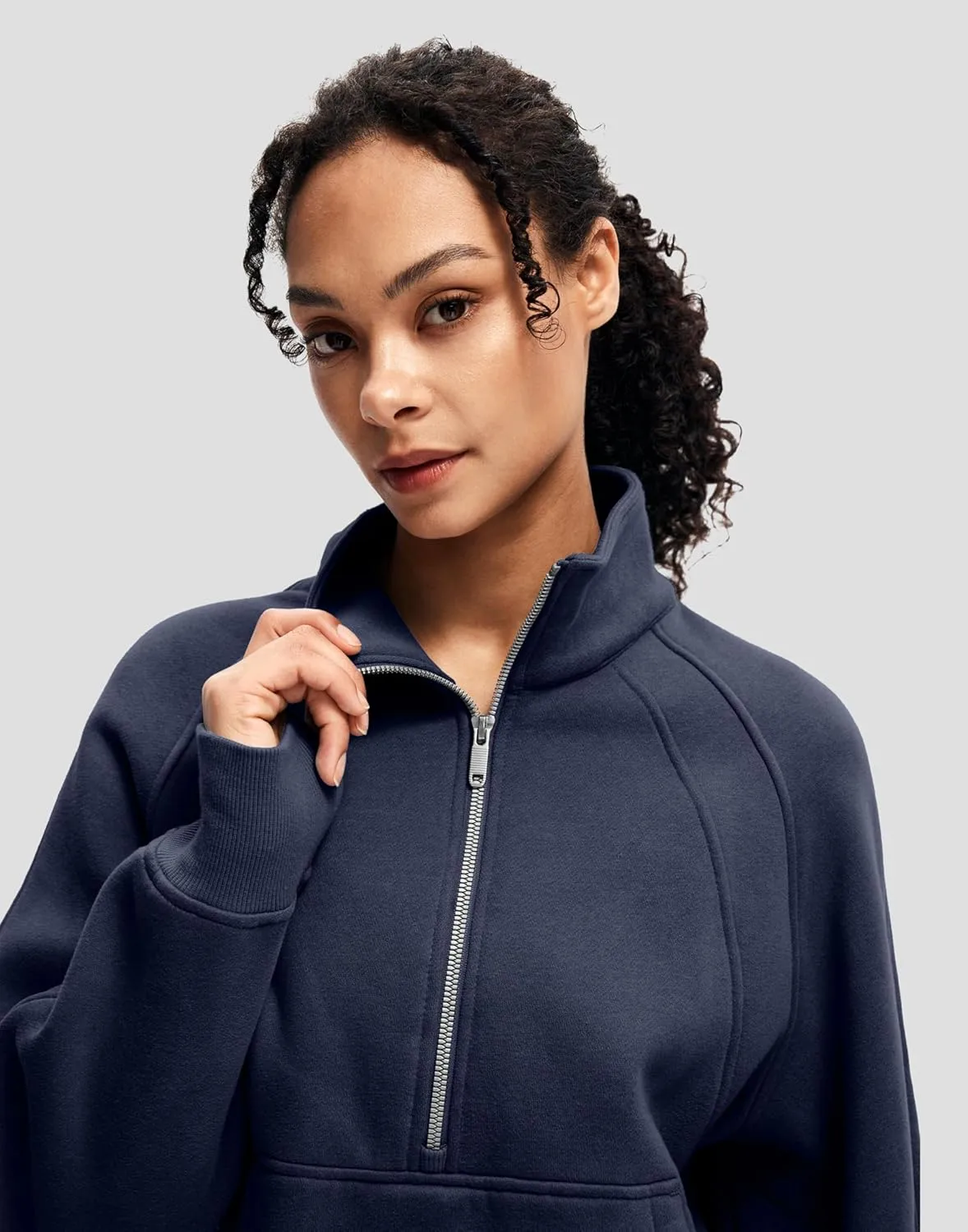 SANTINY Womens Sweatsuits 2 Piece Set Fleece Half Zip Sweatshirt Joggers Set Winter Warm Matching Sets Travel Lounge Set