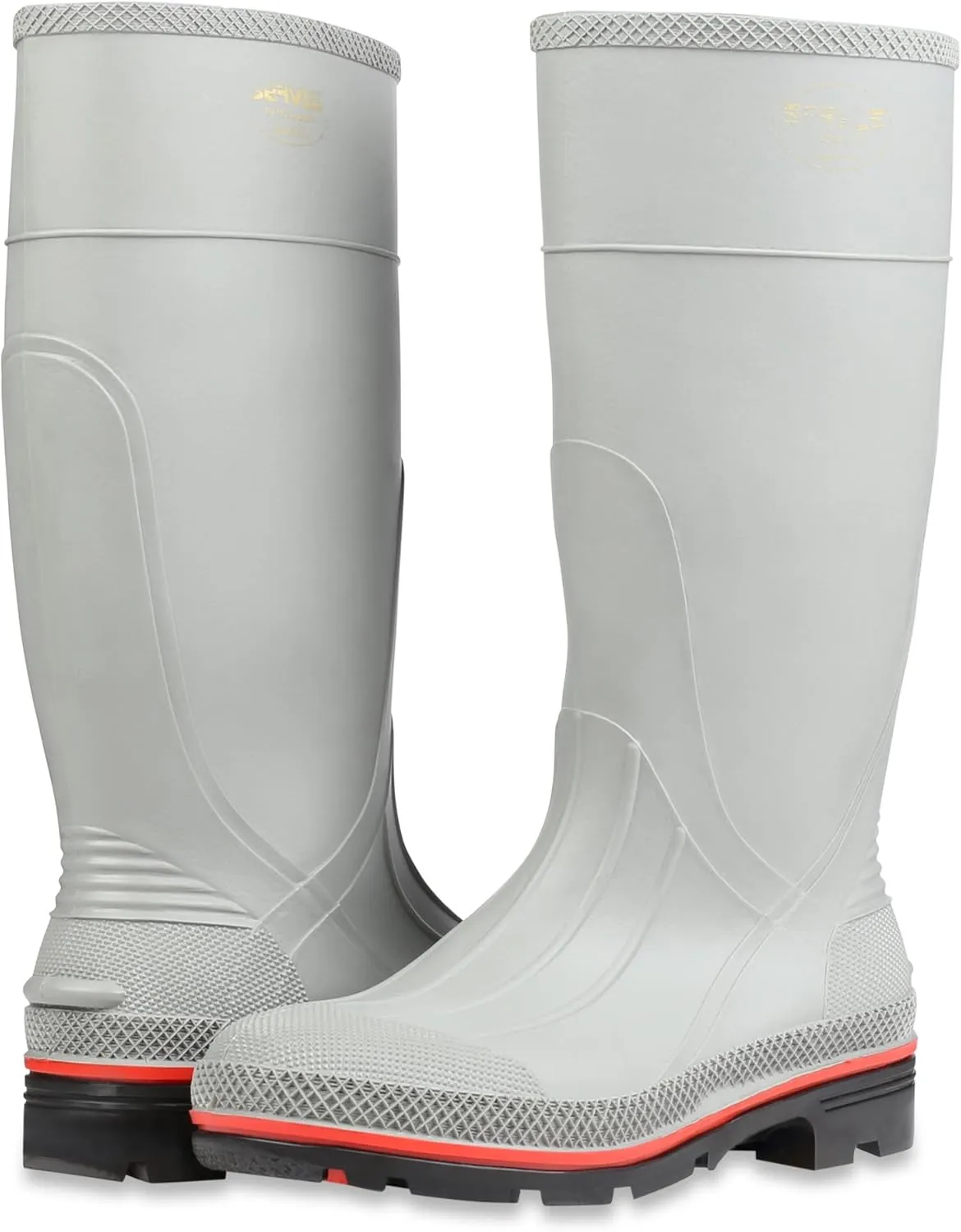 Servus MAX 15" PVC Chemical-Resistant Soft Toe Men's Work Boots, Gray, Red & Black (75122), Size 12