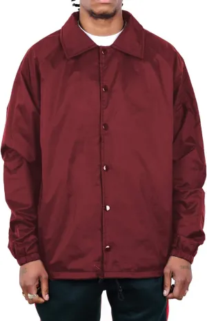 Shaka Wear Men’s Coach Jacket – Classic Windbreaker Nylon Water Resistance Relaxed Fit Snaps Blank Coat