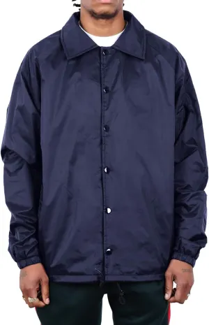 Shaka Wear Men’s Coach Jacket – Classic Windbreaker Nylon Water Resistance Relaxed Fit Snaps Blank Coat