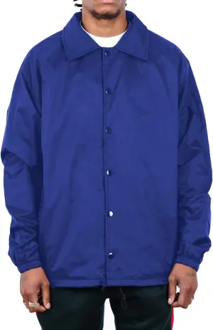 Shaka Wear Men’s Coach Jacket – Classic Windbreaker Nylon Water Resistance Relaxed Fit Snaps Blank Coat