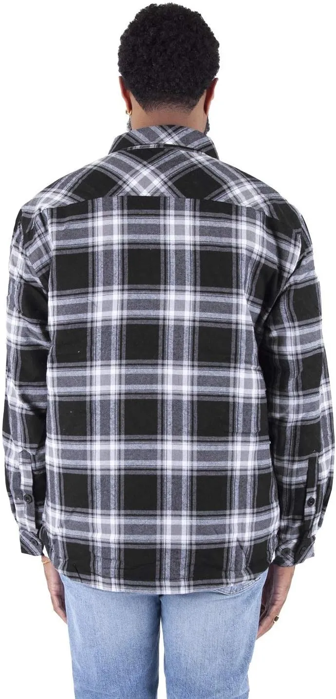 Shaka Wear Men's Plaid Shirts – Flannel Long Sleeve Casual Button Up Fleece Soft Quilted Lined Jacket Regular and Big Size