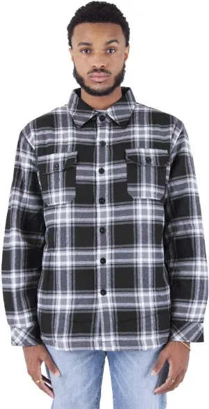 Shaka Wear Men's Plaid Shirts – Flannel Long Sleeve Casual Button Up Fleece Soft Quilted Lined Jacket Regular and Big Size