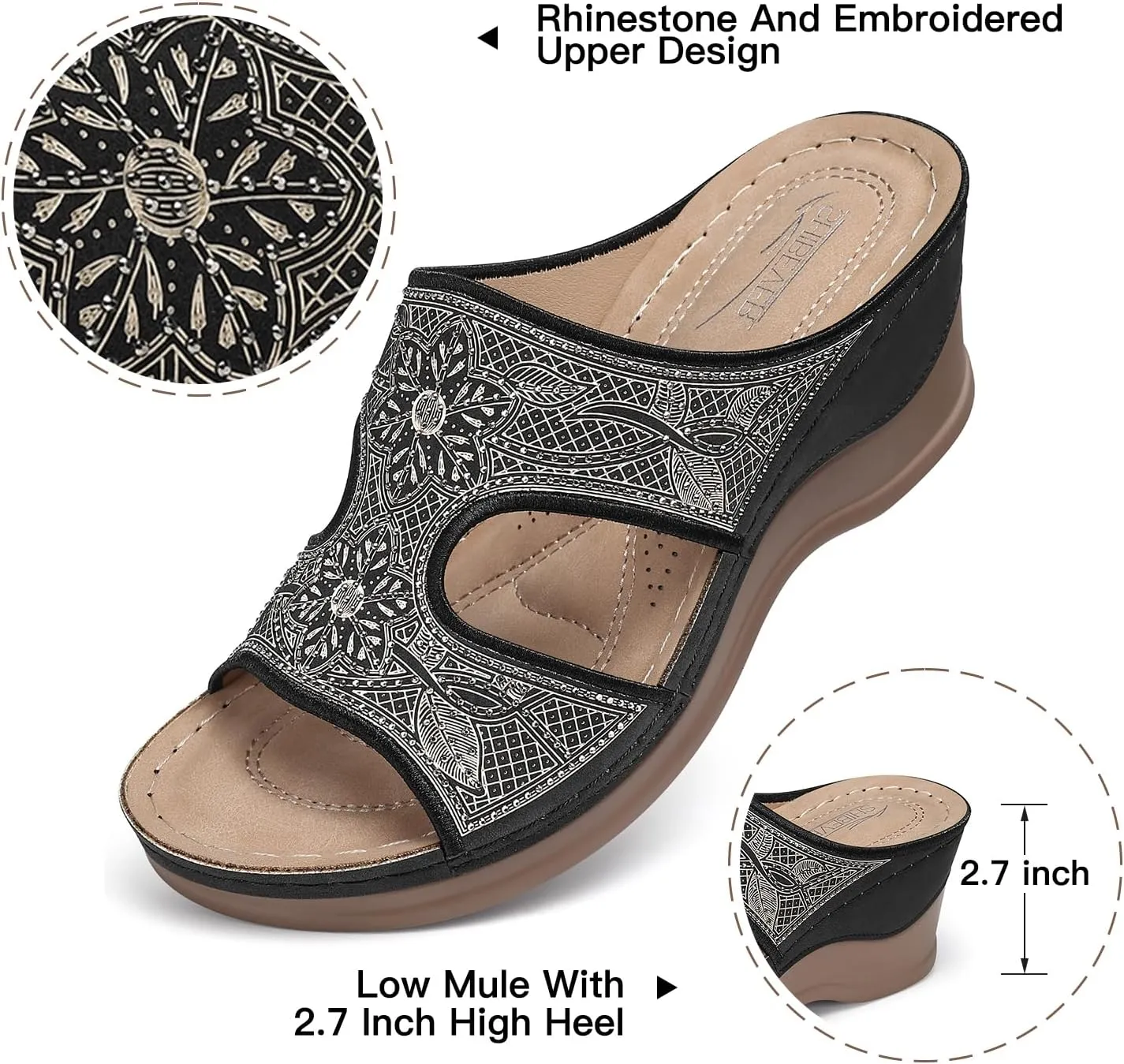 SHIBEVER Wedge Sandals For Women Dressy: Comfortable Summer - Slip On Womens Sandal
