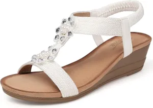 SHIBEVER Wedge Sandals for Women Dressy: Summer Low Wedges Comfortable Open Toe Sandals