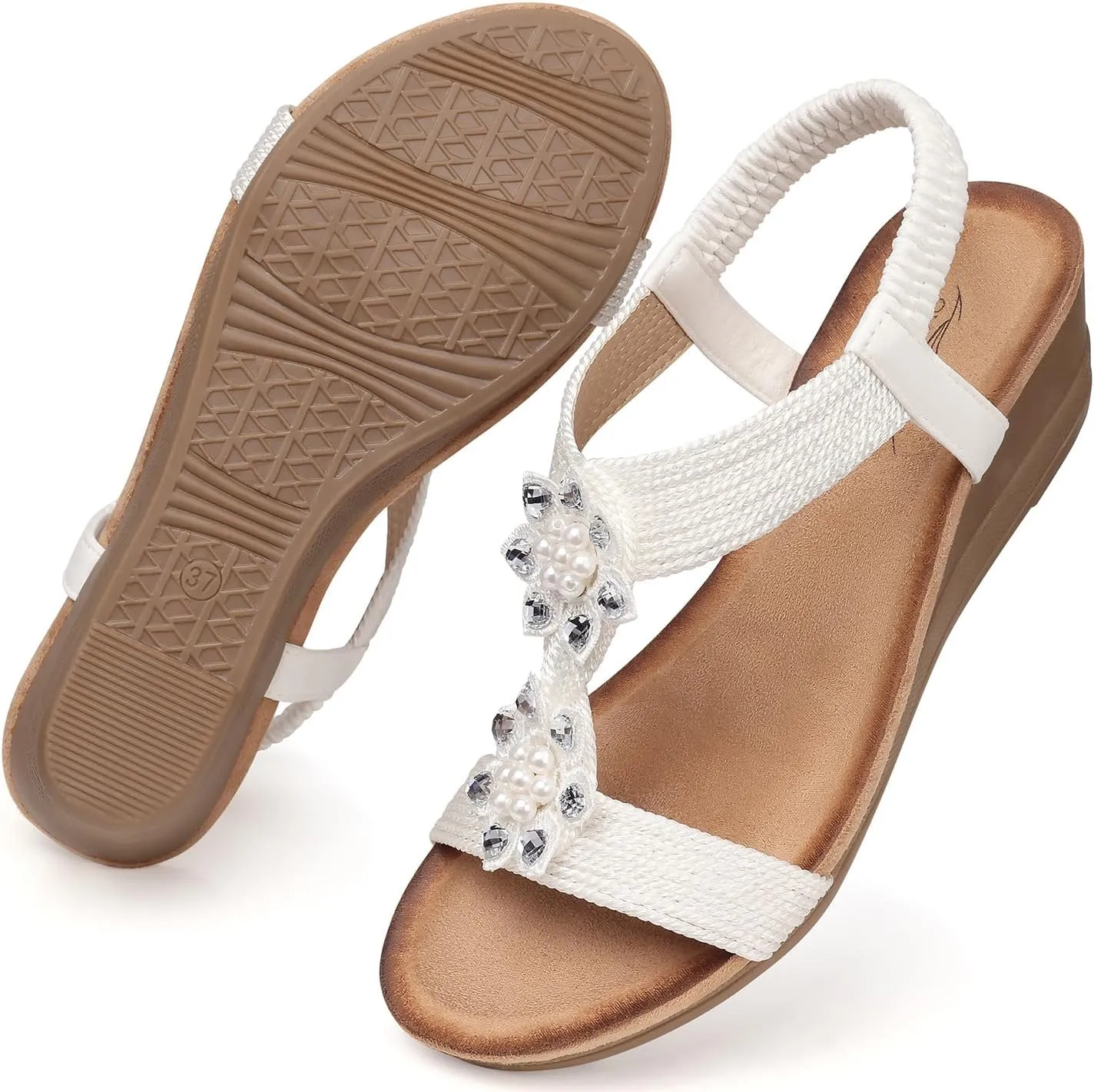 SHIBEVER Wedge Sandals for Women Dressy: Summer Low Wedges Comfortable Open Toe Sandals