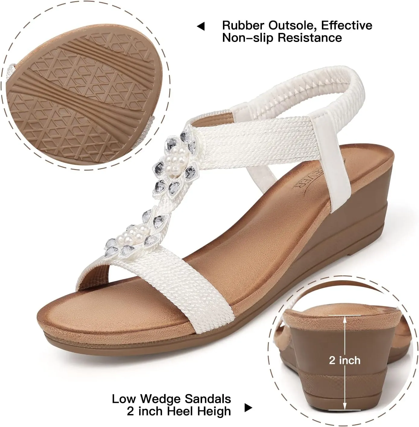 SHIBEVER Wedge Sandals for Women Dressy: Summer Low Wedges Comfortable Open Toe Sandals