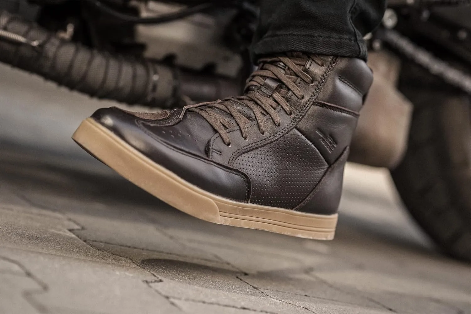 SHIMA Blake Motorcycle Shoes for men - Leather, Breathable, Reinforced Street Riding Shoes with Side Zipper