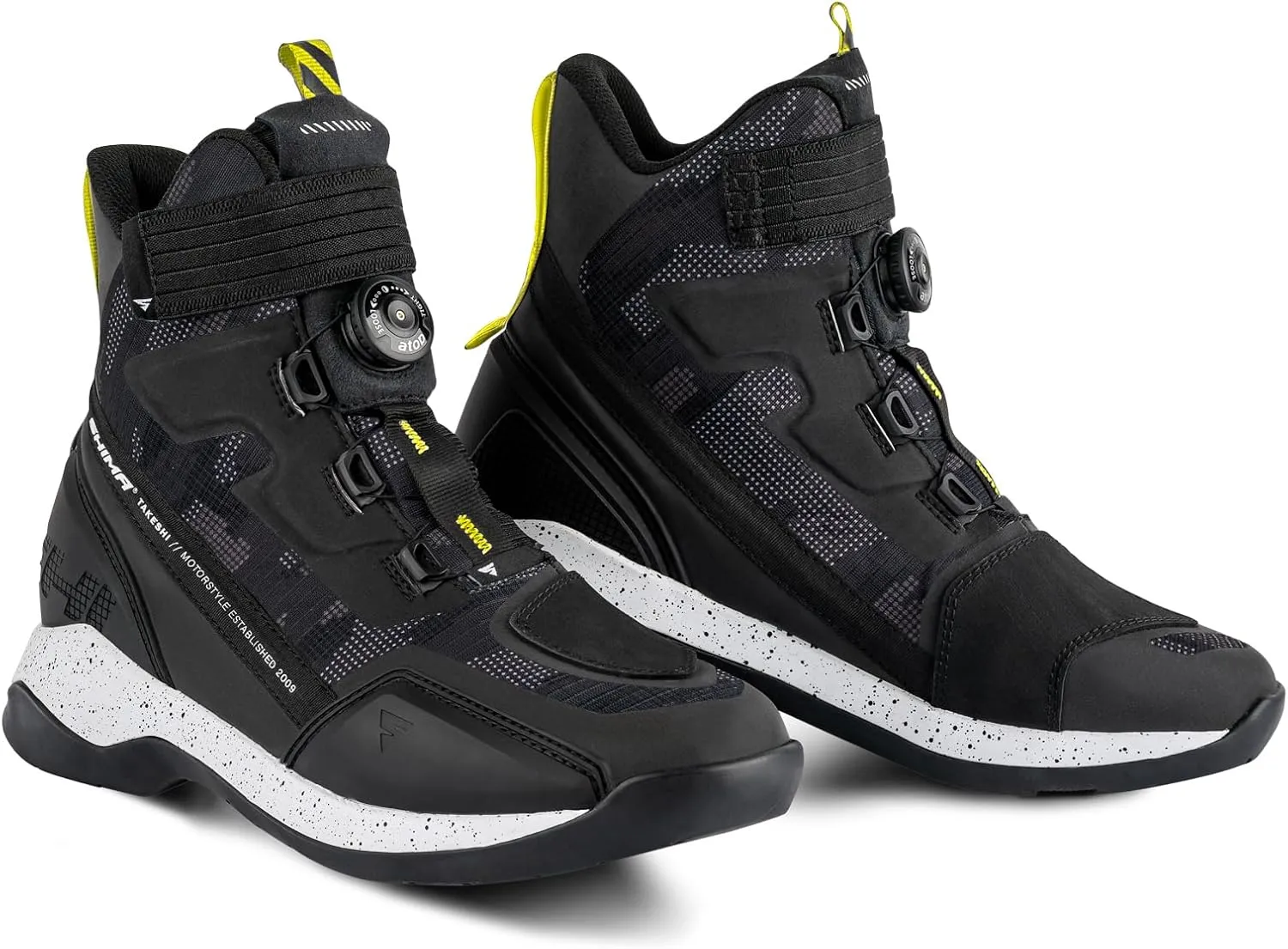 SHIMA TAKESHI VENT, Motorcycle Shoes for Men - Breathable, Reinforced Street Riding Shoes with ATOP Closure System, Ankle Support, Anti-Slip Sole, Gear Pad (Camo, 9.5)