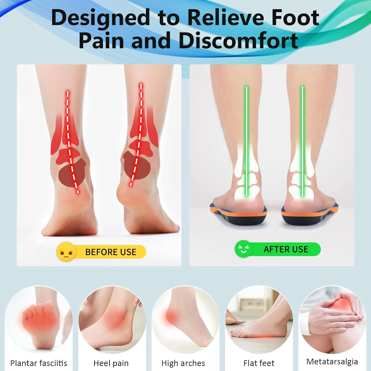 Shoe Insoles with Arch Support Plantar Fasciitis Relief for Men Women Runing Walking, 220Lbs Orthotics Insole Shoes Insert Pads fit Sneakers and Work Boot for Standing All Day-to Men 7-8 | Women 9-10