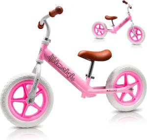 SIMEIQI 12 Inch Toddler Balance Bike for Kids 2-5 Years Old,Adjustable Seat & Handlebar,Flat-Free Tires,No-Pedal Training Bike Outdoor Play,Balance Bike for Boys & Girls,Durable Frame
