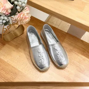 SL Dependable EMBOSSED CALFSKIN Innovative SLIP SILVER YVES LOGO ON Laurent Saint