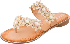 Slide Sandals Womennew Handmade Flower Round Toe Flip Flops Fashion Sandals Women Wedge Sandals for Women
