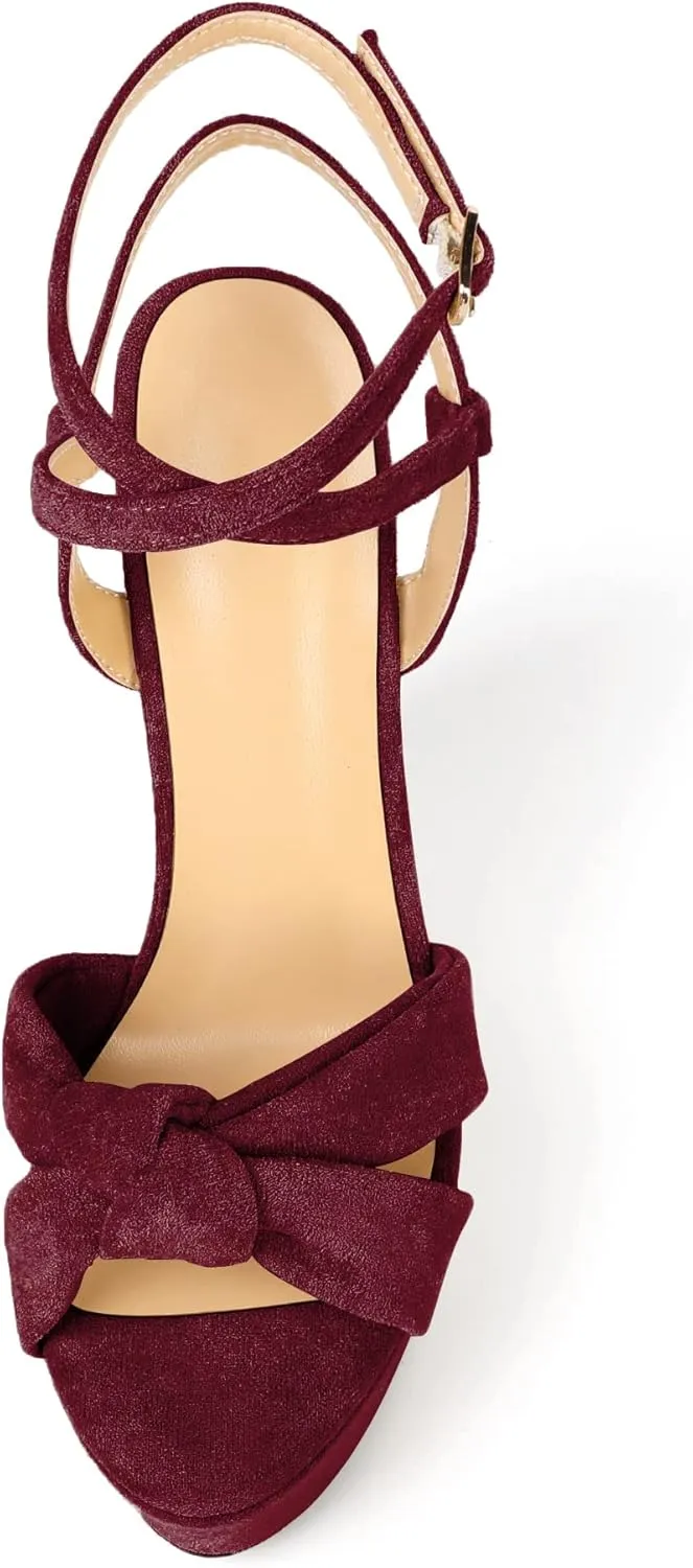 Soireelady Women's Sandals Wedge High Heels Open Toe Crisscross Strap Heeled Sandals Sexy Dressy Heels for Party, Evening and Nightclub