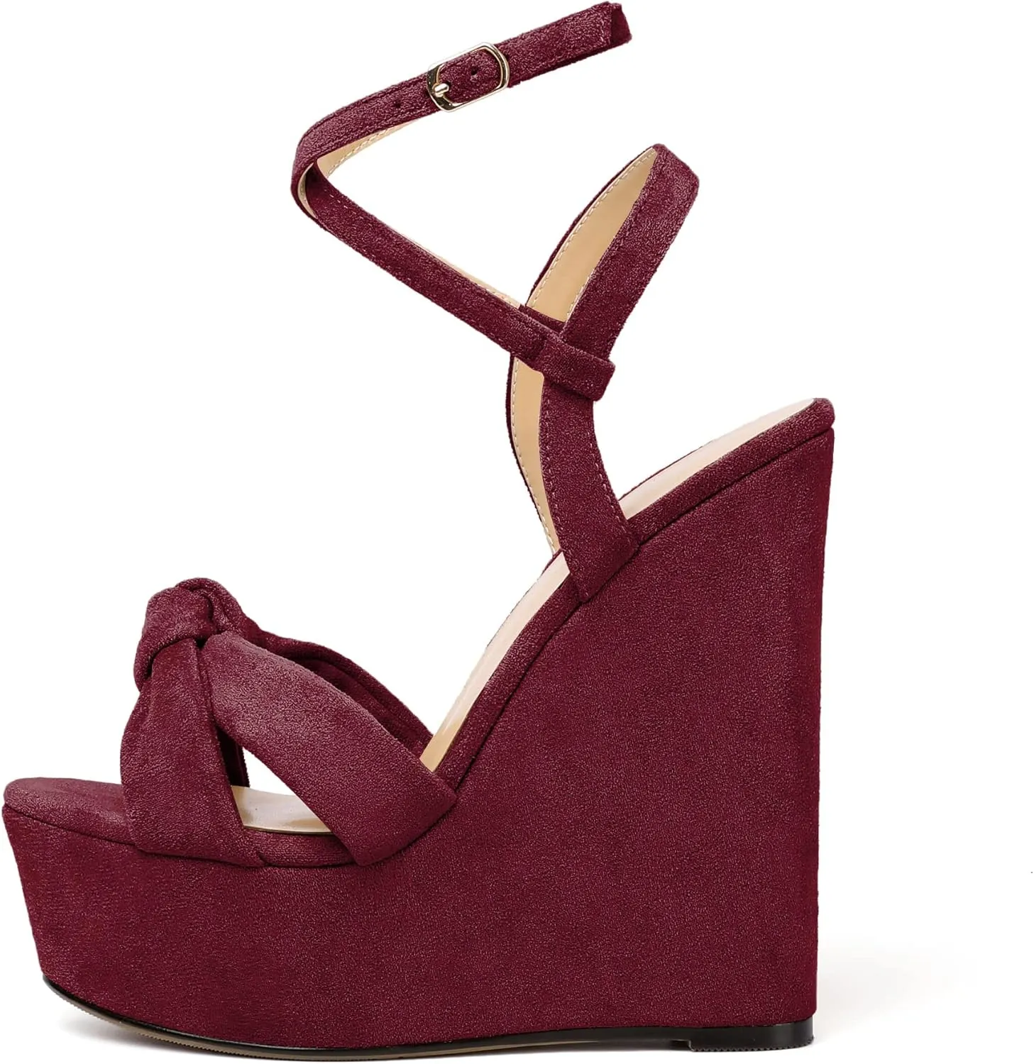 Soireelady Women's Sandals Wedge High Heels Open Toe Crisscross Strap Heeled Sandals Sexy Dressy Heels for Party, Evening and Nightclub
