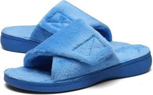 SOLLBEAM Women's Plantar Fasciitis Fuzzy House Orthopedic Adjustable Slippers With Arch Support Orthotic Heel Cup Sandals For Ladies