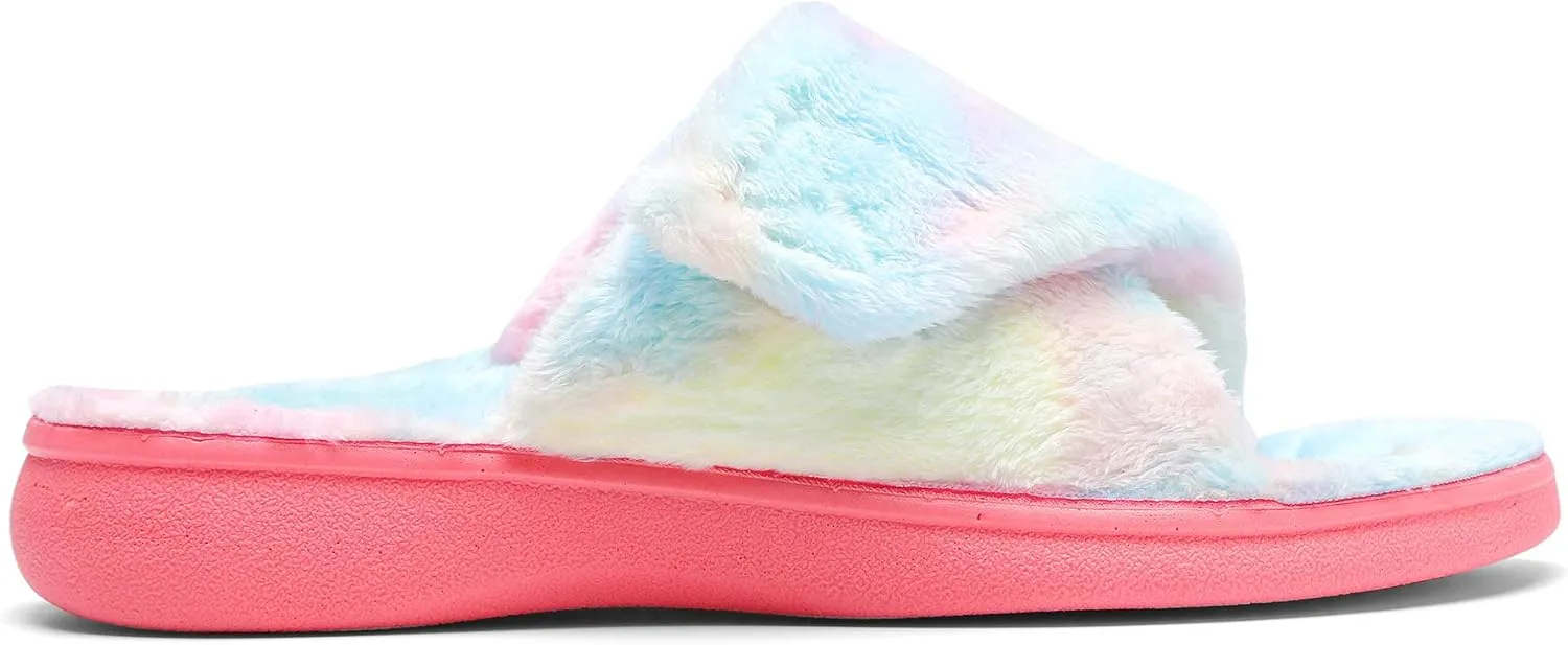 SOLLBEAM Women's Plantar Fasciitis Fuzzy House Orthopedic Adjustable Slippers With Arch Support Orthotic Heel Cup Sandals For Ladies